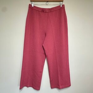 St. John Collection Rose Pink Cropped Wide-Leg Pants